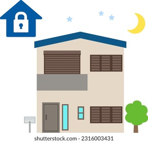 Detached house closed at night