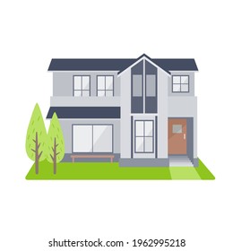 Detached house with garden.Vector illustration that is easy to edit.