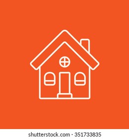 Detached house line icon for web, mobile and infographics. Vector white icon isolated on red background.