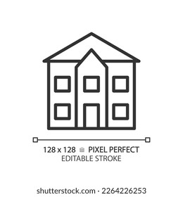 Detached house pixel perfect linear icon  Stand alone home  Single family residence  Purchase property  Real estate  Thin line illustration  Contour symbol  Vector outline drawing  Editable stroke