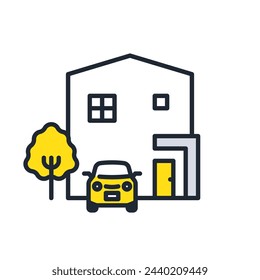 Detached house simple vector icon illustration material