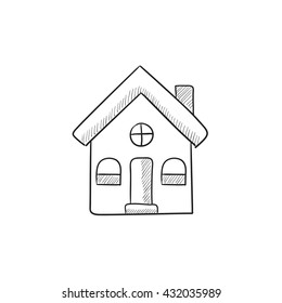 Detached house vector sketch icon isolated on background. Hand drawn Detached house icon. Detached house sketch icon for infographic, website or app.
