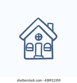 Icono de esbozo vectorial de casa independiente aislado en el fondo. Icono de la casa independiente dibujado a mano. Icono de boceto interno para infografía, sitio web o aplicación.