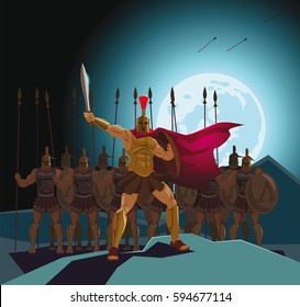 Detachment of Roman legionaries. Vector illustration