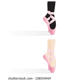Detail of ballerina with ballet slippers casting a shadow with space for text.