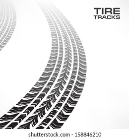 Detail black tire tracks on white, vector illustration 