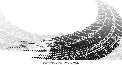Detail black tire tracks on white, vector illustration
