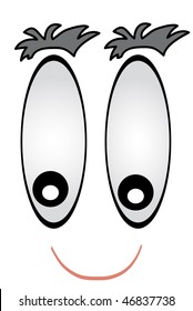 Detail cartoon face with big eyes.
