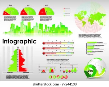 detail ecology infographic vector illustration. world map and information graphics