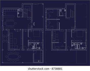 diseño del plan de inicio de detalles vector blanco sobre azul oscuro