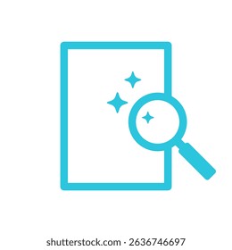Detail Icon, Magnifying Glass. Isolated on white background. Blue icon