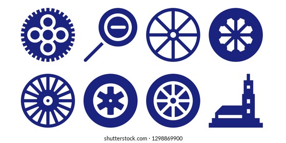  detail icon set. 8 filled detail icons. Simple modern icons about  - Wheel, Wheels, Zoom out, Hassan mosque