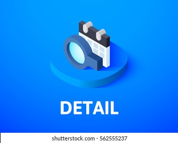 Detail icon, vector symbol in flat isometric style isolated on color background