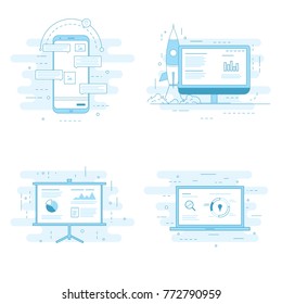 Detail Icons Line Art Infographic Data Smartphone Startup Presentation