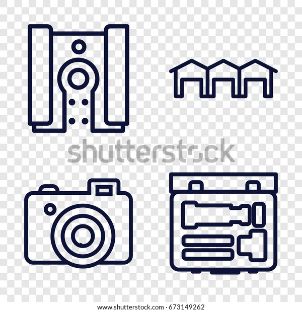 Detail icons set. set of 4 detail outline icons\
such as camera