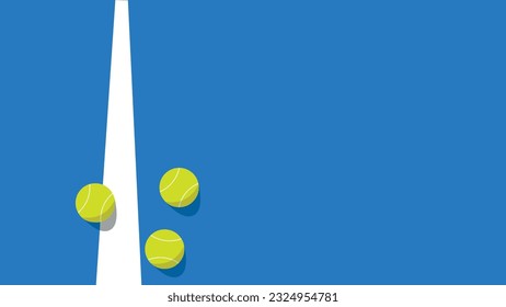 Detail illustration of a blue paddle court an tennis balls on a sunny day. With copy space.	