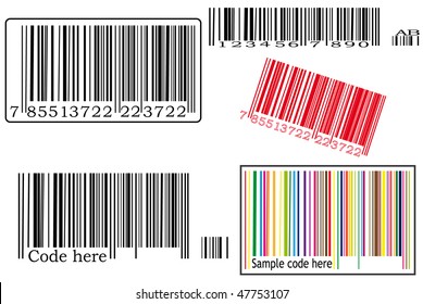 Detail illustration of various barcodes with various color.