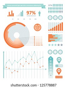Detail info graphics collection: graphs, histograms, arrows, chart, icons and a lot of related design elements. Detail info graphic vector illustration. Information Graphics