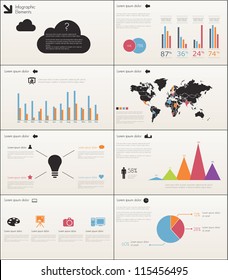 Detail infographic set vector illustration. World Map and Information Graphics Presentation