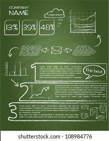 Detail infographic vector illustration. Drawn with chalk on a blackboard. Esy to edit