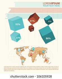 Detail infographic vector illustration. Map of the world and Information Graphics. Easy to edit countries