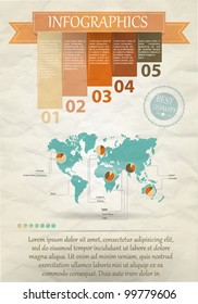 Detail infographic vector illustration. Map of the world and Information Graphics. Easy to edit countries
