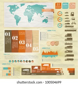 Detail infographic vector illustration with. Map of world, car infographics and Information Graphics.