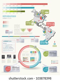 Detail infographic vector illustration with. Map of America, industrial infographics and Information Graphics. Easy to edit states