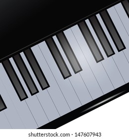 Detail of the keyboard, piano black. Vector illustration.