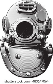 detail an old diving suit heavy brass helmet