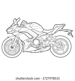 Detail Outline Drawing Shape Motorsport Superbike Stock Vector (Royalty ...