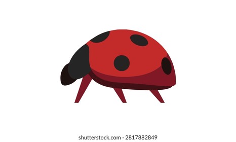 Detail of a red ladybug with black spots on green leaf in macro view showcasing nature insect and outdoor environment natural setting and close-up perspective