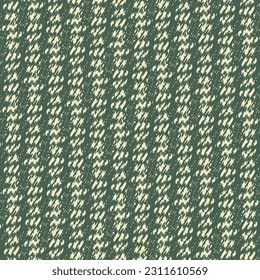 Detail, rustic knitted sweater with green and ivory stripes. Rough texture of wool or jute fabric. Striped floor carpet. Abstract vector.