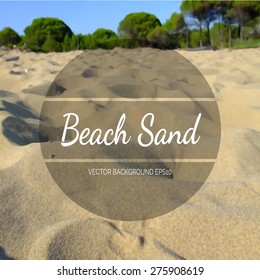 Detail of sand on beach with trees in the background for backgrounds in various sizes. Editable vector with several layers. Eps 10