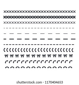 Detail stitched vector patterns. Sewing seams pattern.