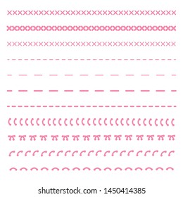 Detail stitched vector patterns. Sewing seams pattern.