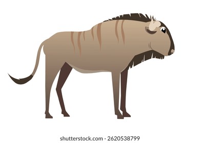 The detail and toughness of the wildebeest is reconstructed in stunning vector art.