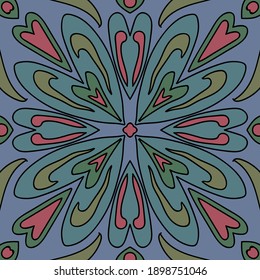 Detail of the traditional tiles from facade of old house. Beautiful colored pattern for design and fashion with decorative elements. Portuguese tiles, Azulejo, Moroccan ornaments.  Floral ornament.