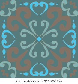 Detail of the traditional tiles from facade of old house. For scrapbooking, wallpaper, cases for smartphones, web background, print. Surface texture, pillows, towels.  Floral ornament.