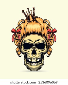 Detail Vector Illustration Vintage monochrome gangster skull 
