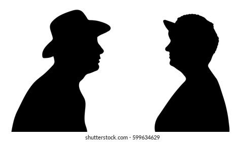 detail vector silhouette of man and woman