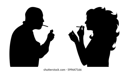 detail vector silhouette of man and woman