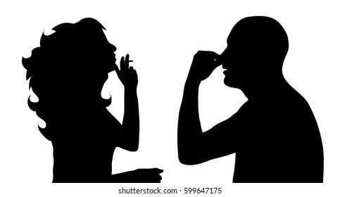 detail vector silhouette of man and woman