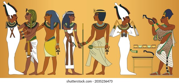 Detail Of A Wall Of The Interior Of The Tomb Of Tutankhamun, Vector Illustration