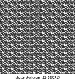 Detail, wool or jute carpet decorated with rows of bumps. Knitted or crocheted sweater. Rug texture. Image in black and white. Abstract vector.