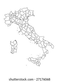 detaile vector Italy map with all regions