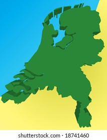 Detailed 3d map of the Netherlands/Holland. Vector