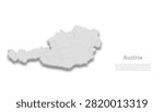 Detailed 3D map outline of Austria, showcasing its unique borders and geographical shape. Ideal for travel presentations or educational materials.