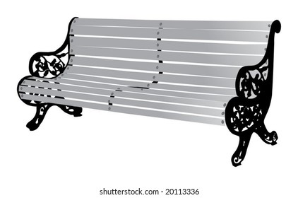Detailed, 3D park bench illustration