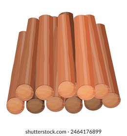 Detailed 3d vector graphic illustration of stacked lumber logs. Showcasing the natural resource of timber in the forestry industry for construction and carpentry